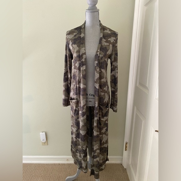 Bobeau Nordstrom Brand Camo Long Duster Cardigan Medium Sweater NWT - Picture 2 of 6